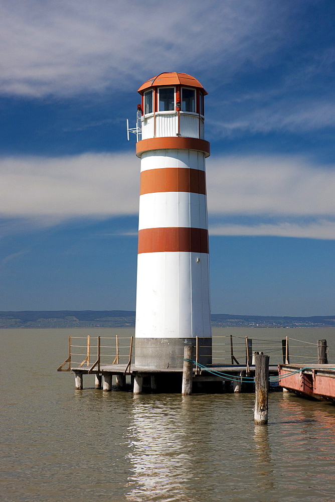 Lighthouse in Podersdorf am See, Patfalu, Lake Neusiedl, Lake Neusiedl National Park, Seewinkel, Burgenland, Austria, Europe