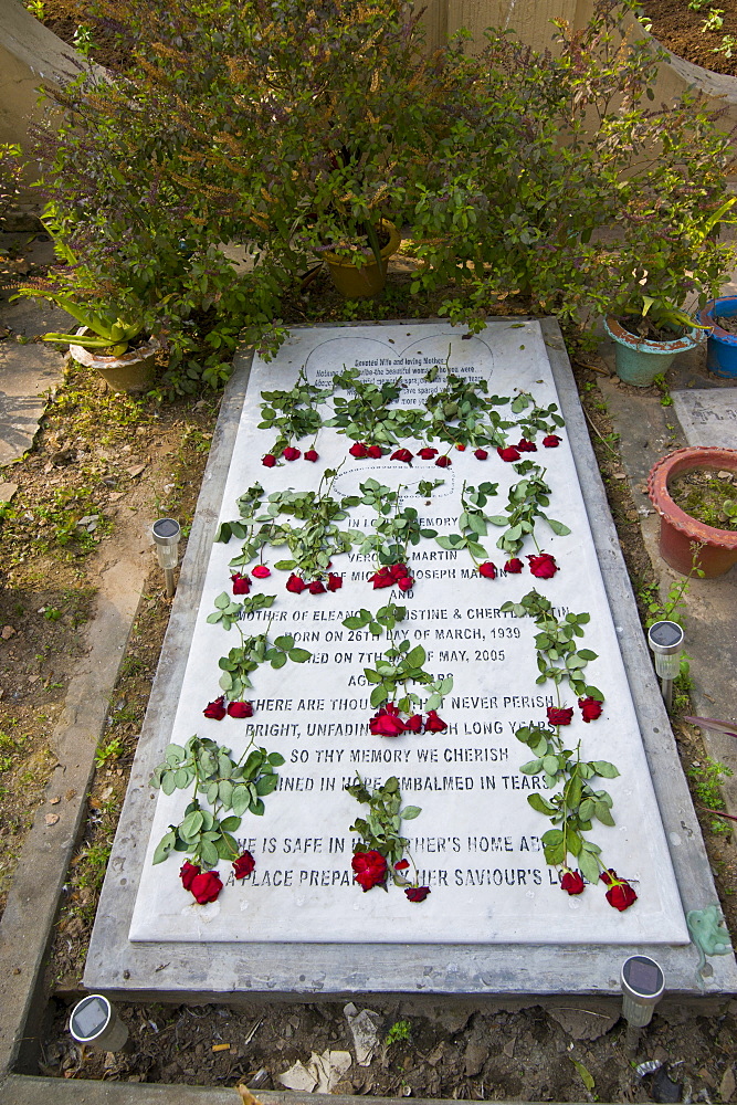 Grave stones in the yard of the Armenian Church in Dhaka, Bangladesh, Asia