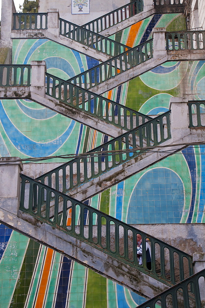 Painted stairs in Algiers, Algeria, Africa