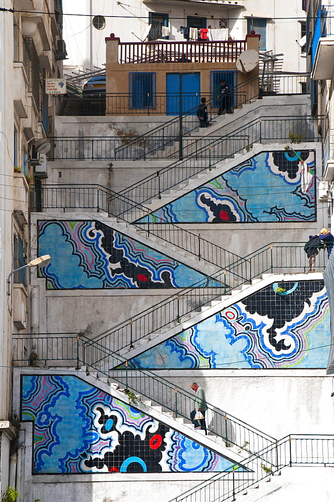 Painted stairs in Algiers, Algeria, Africa