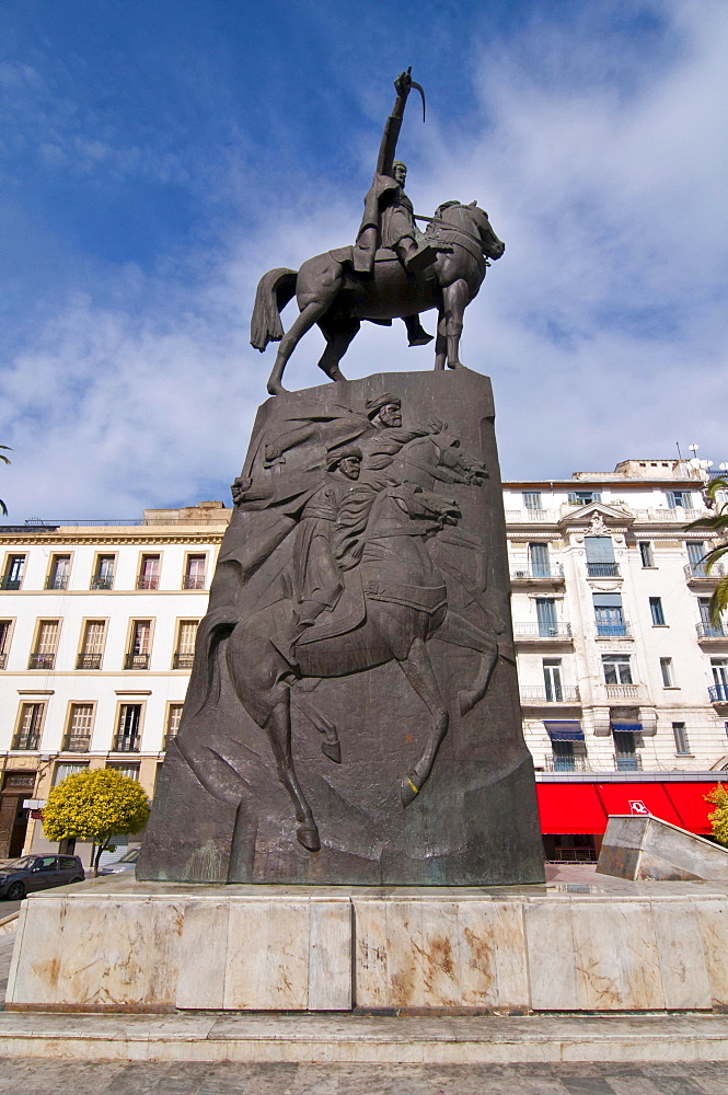 Square and statue of Abdel Kader in Algiers, Algeria, Africa