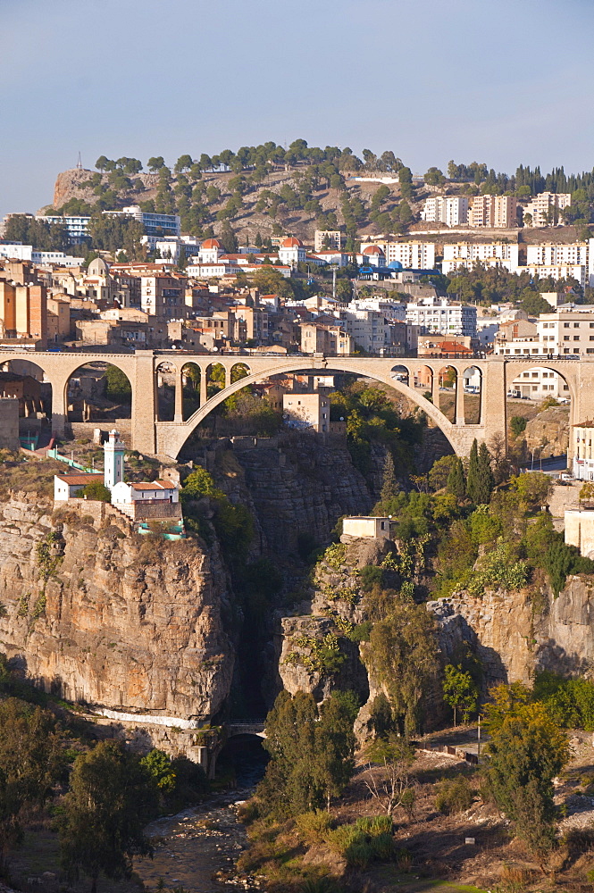 Pont Sidi M'Cid bridge with the Marabout of Sidi Rached, Constantine, Algeria, Africa