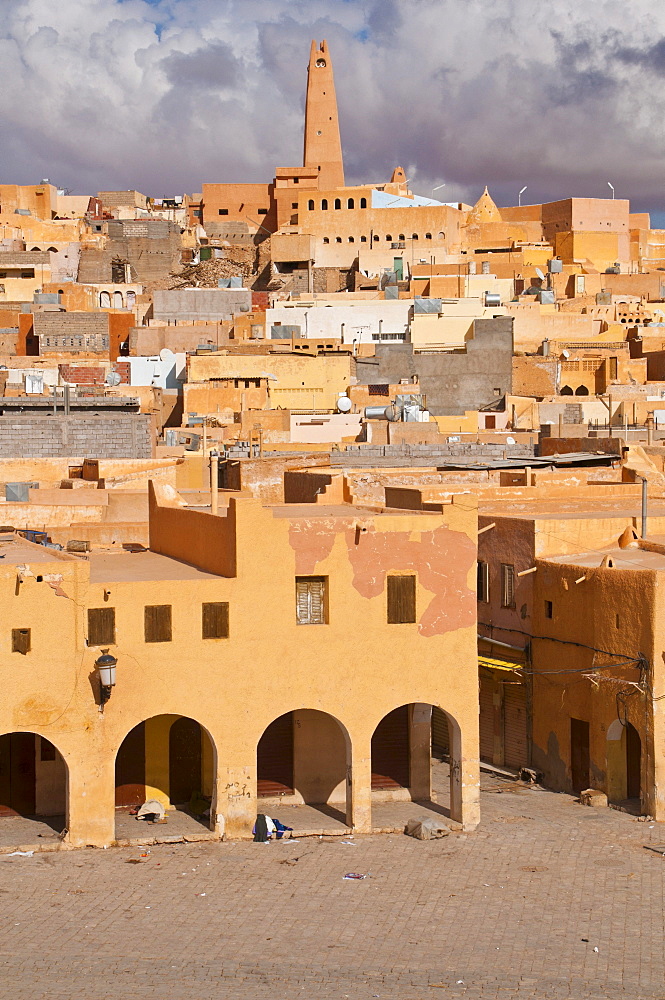 Market square in the village of Ghardaia in the Unesco World Heritage Site of M'zab, Algeria, Africa