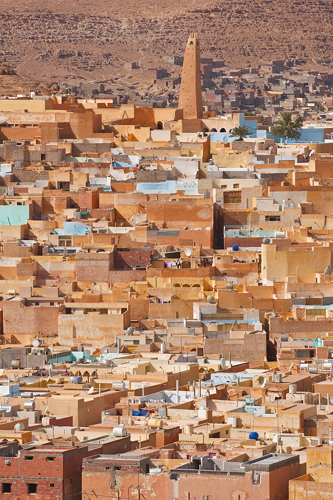 View over a village in the UNESCO World Heritage Site of M'zab, Algeria, Africa