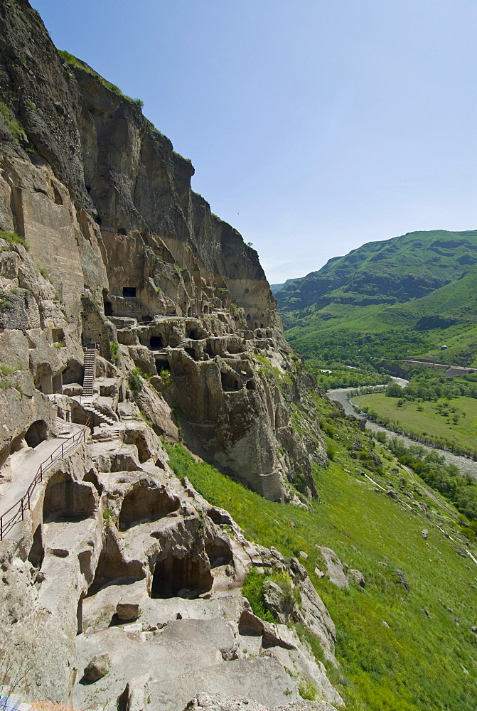 Remains of the Vanis Kvabebi cave monastery, Vani's Caves, Vardzia, Georgia, Middle East