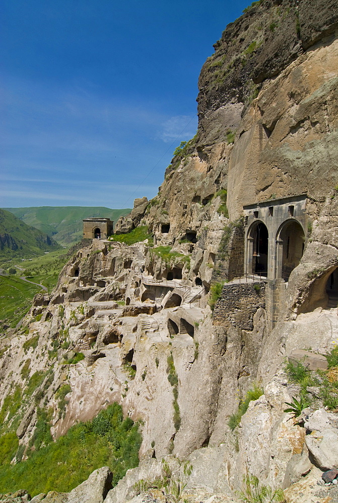 Remains of the Vanis Kvabebi cave monastery, Vani's Caves, Vardzia, Georgia, Middle East