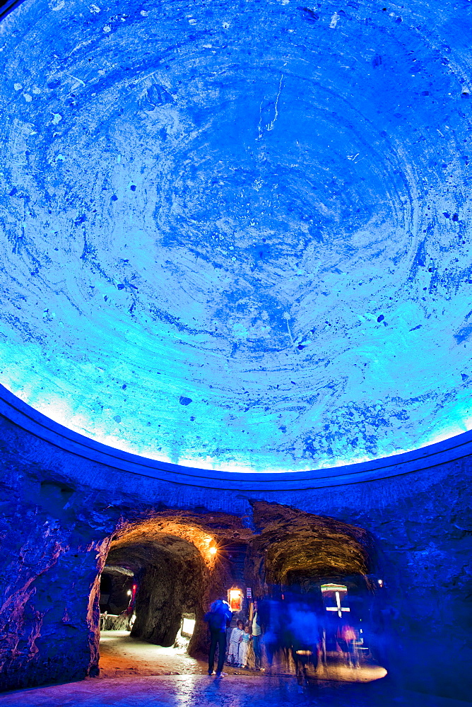 Dome of the underground Salt Cathedral of Zipaquira, Cundinamarca, Colombia, South America