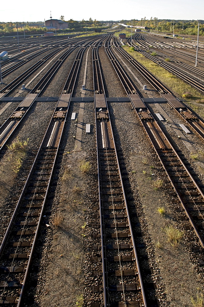 Switch yard Munich Nord, through station, train tracks, Munich, Bavaria, Germany, Europe