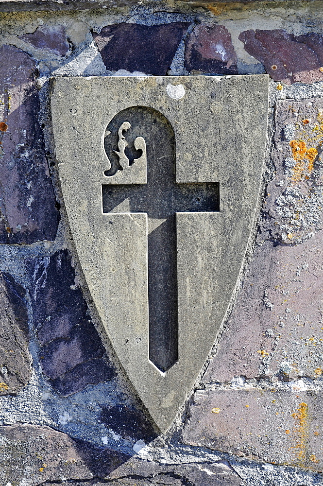 Pilgrim's staff, symbol, monastery, church, inn, pilgrimage station, Camino de Santiago or the Way of St James, Roncesvalles, Orreaga, Pyrenees, Navarre, Spain, Europe