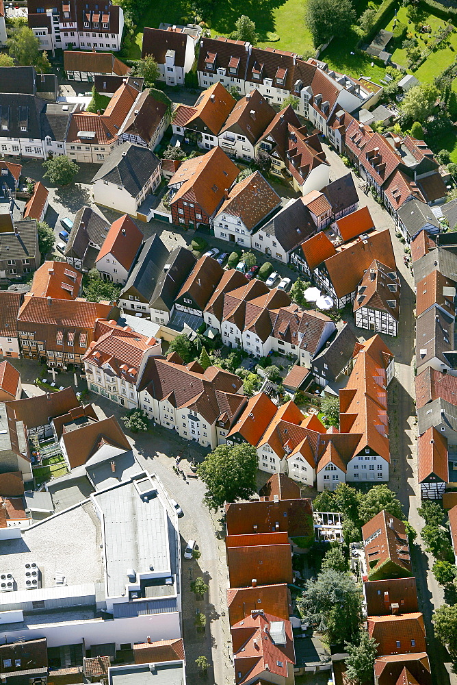 Aerial view, city centre, historic district, Luenen, Ruhr area, North Rhine-Westphalia, Germany, Europe