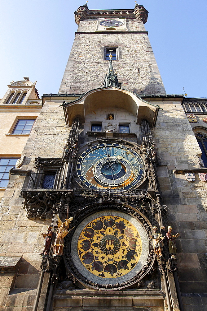 Prague Astronomical Clock or Prague Orloj on the Old Town Hall, Old Town Square, Staromestske namesti, UNESCO World Heritage Site, Prague, Czech Republic, Czech Republic, Europe