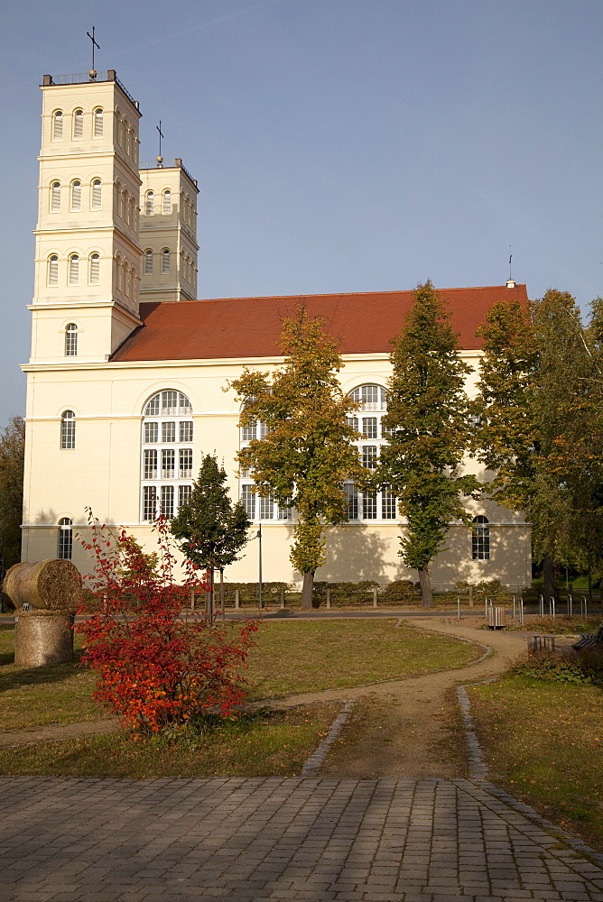 Village church, classical style, architect Karl Friedrich Schinkel, Straupitz, Spreewald, Brandenburg, Germany, Europe