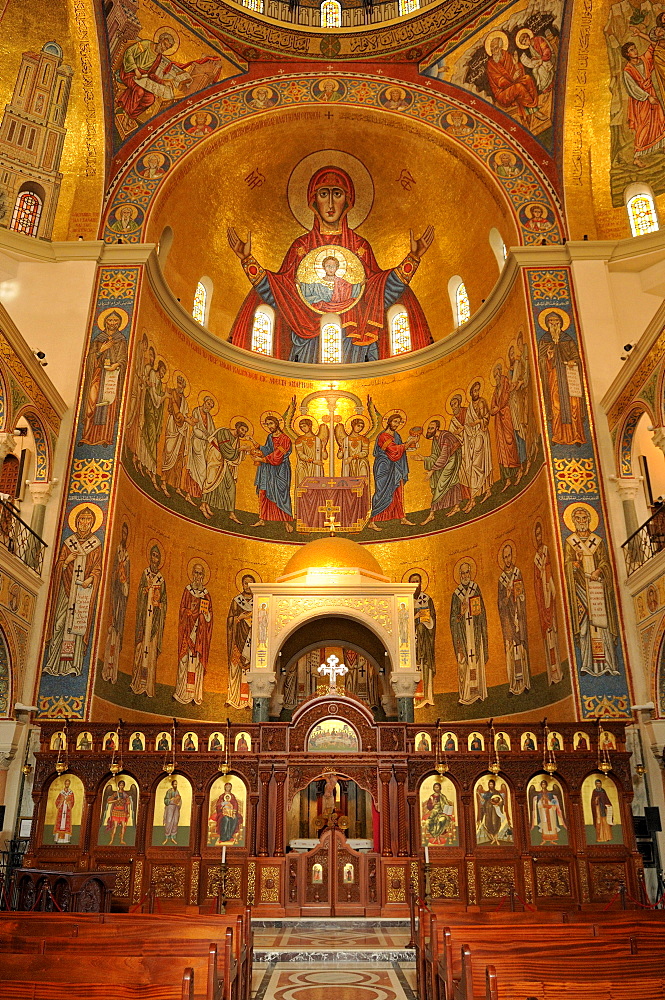 Interior of the Maronite St. George Cathedral, Harissa, Lebanon, Middle East, West Asia