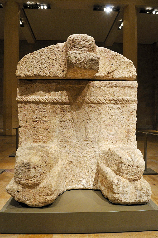 Antique stone sarcophagus of King Ahiram from Byblos, National Museum, Beirut, Beyrouth, Lebanon, Middle East, West Asia