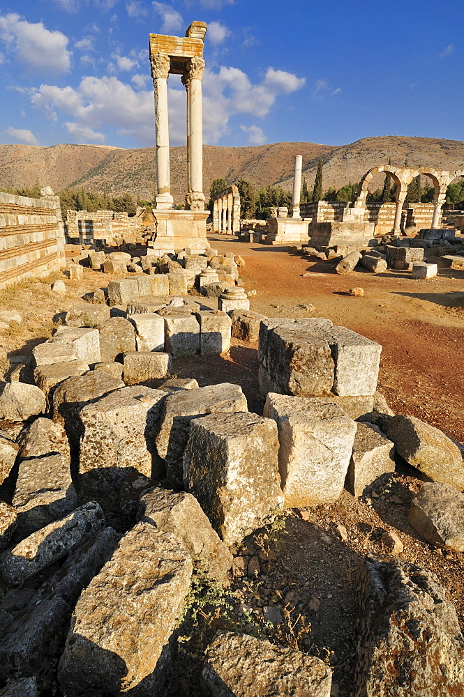 Antique Umayyad ruins at the archeological site of Anjar, Unesco World Heritage Site, Bekaa Valley, Lebanon, Middle East, West Asia