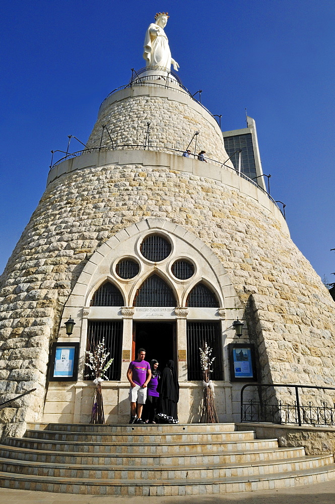 Maronite Our Lady of Lebanon St. Mary chapel and statue, Harissa, Lebanon, Middle East, West Asia