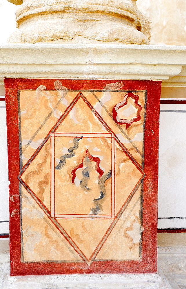 Fresco in the North Palace of Herod, lower terrace, Masada National Park, Judea, Israel, Middle East, Southwest Asia