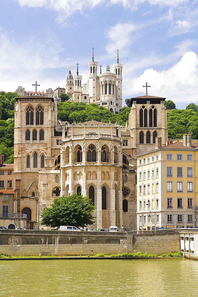 Cathedral Saint Jean and Basilica Notre-Dame de Fourviere, Lyon, France, Europe