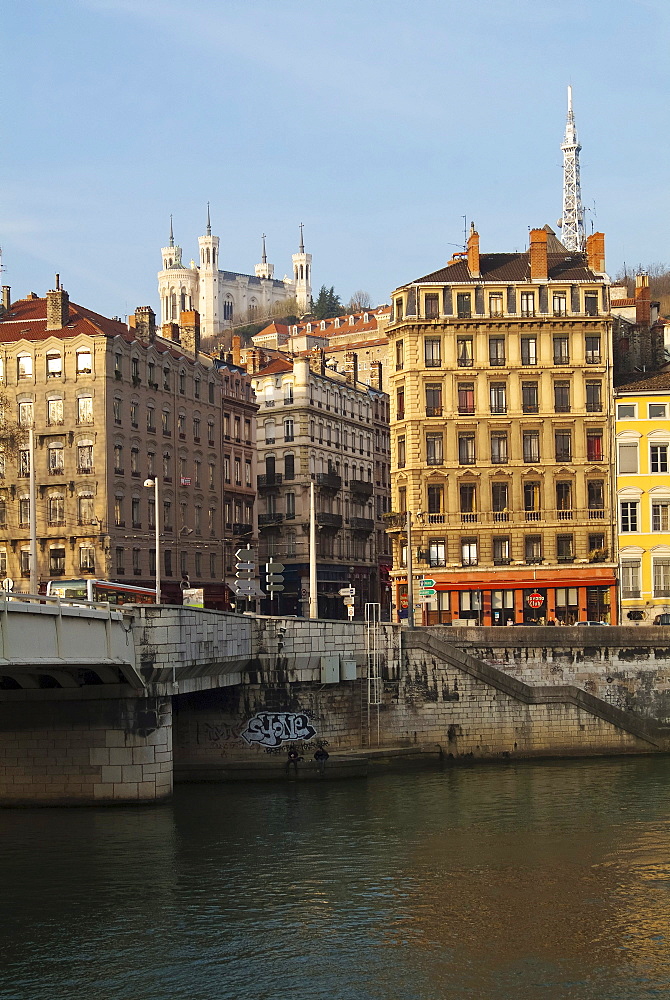 Old Lyon from the Saone quay, Lyon, France, Europe