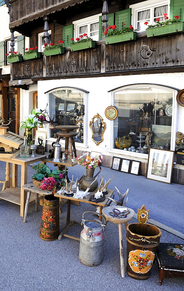 Antiques dealer's shop in Tegernsee, Upper Bavaria, Bavaria, Germany, Europe