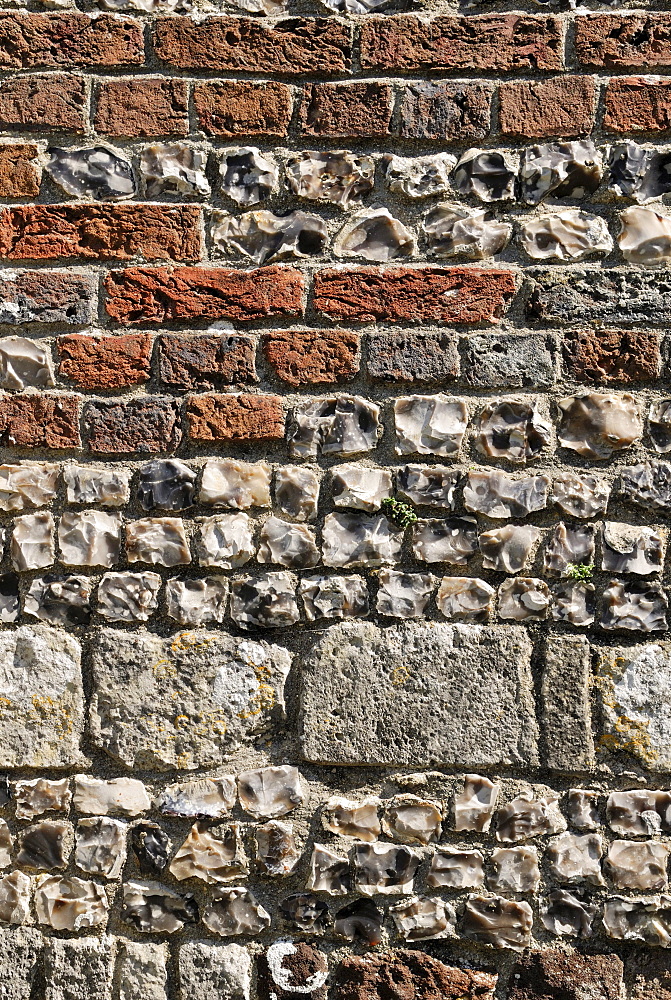 Masonry with different rock types, Church of St. John the Baptist, Bere Regis, Dorset, southern England, England, United Kingdom, Europe