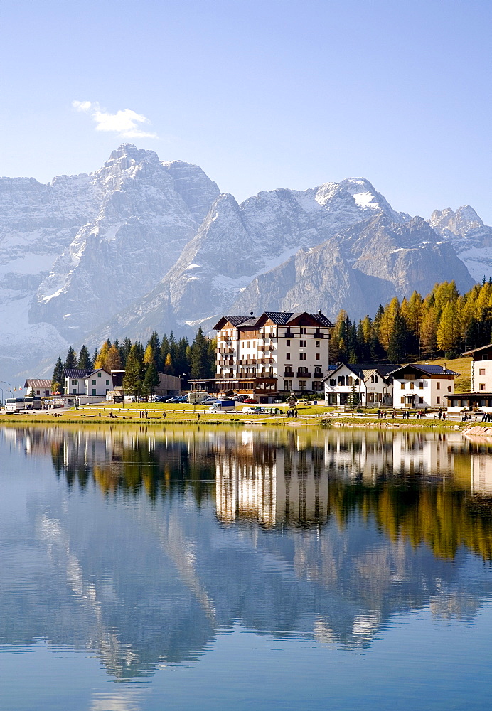 Hotel on Lake Misurina, Dolomites, Province of Bolzano-Bozen, Italy, Europe