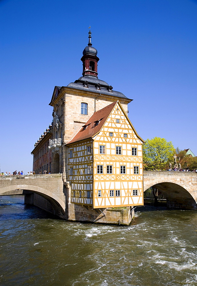 Historic town hall on the Pegnitz river, Bamberg, Franconia, Bavaria, Germany, Europe