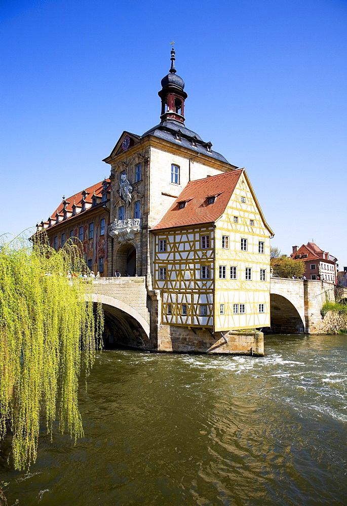 Historic town hall on the Pegnitz river, Bamberg, Franconia, Bavaria, Germany, Europe