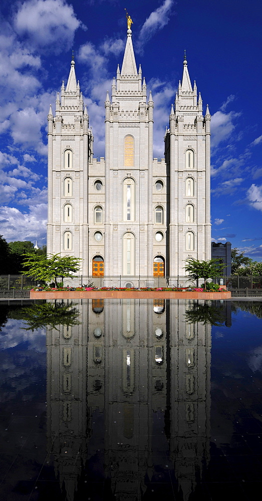 Front of the temple of The Church of Jesus Christ of Latter-day Saints, Church of Mormons, Temple Square, Salt Lake City, Utah, United States of America, America