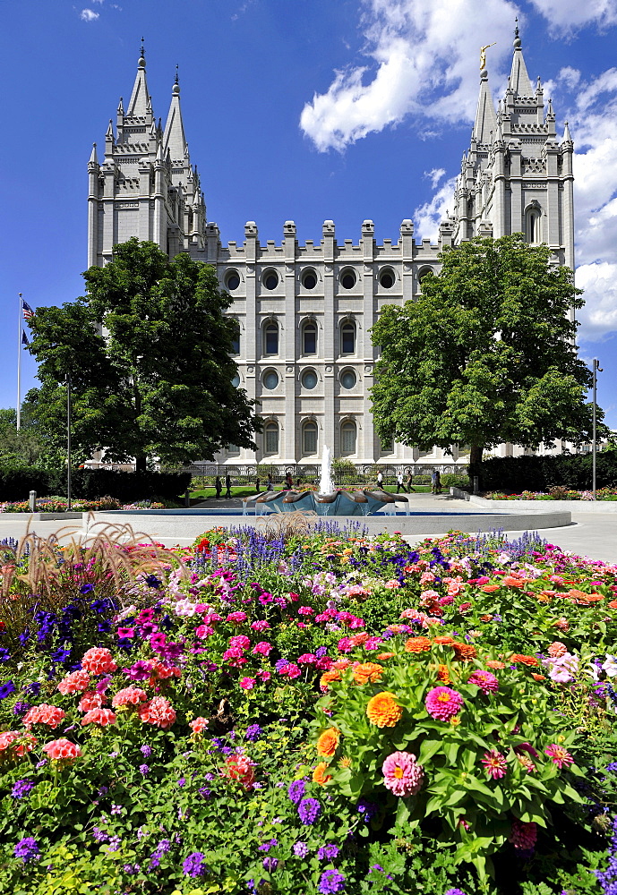 East side, Temple of The Church of Jesus Christ of Latter-day Saints, Church of Mormons, Temple Square, Salt Lake City, Utah, United States of America, America