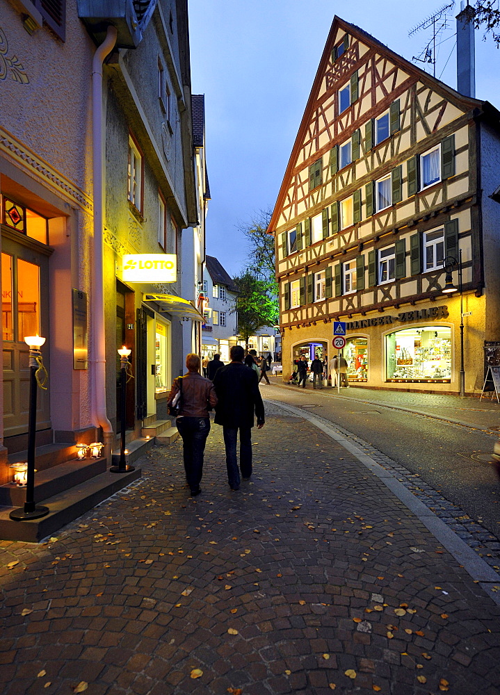 Waiblingen Leuchtet, illumination, old town, half-timbered houses, market place, Waiblingen, Rems-Murr-Kreis district, Baden-Wuerttemberg, Germany, Europe