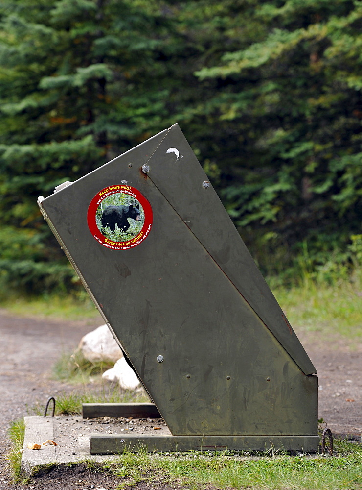 Bear-proof trash can, Yellowstone National Park, Wyoming, United States of America, USA