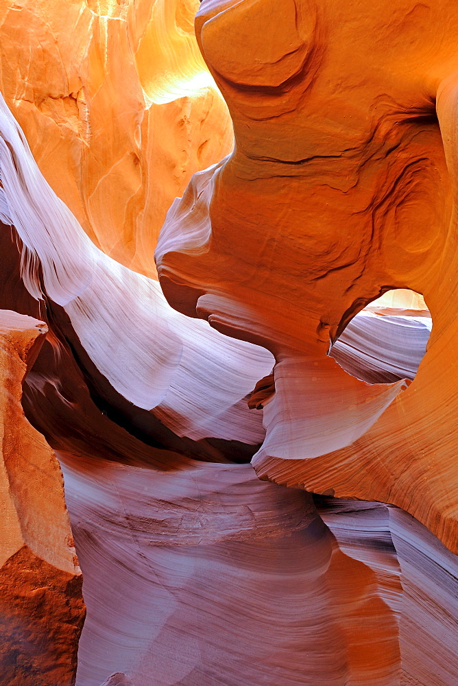 Geological formations, colours and structures in the Antelope Slot Canyon, Arizona, USA