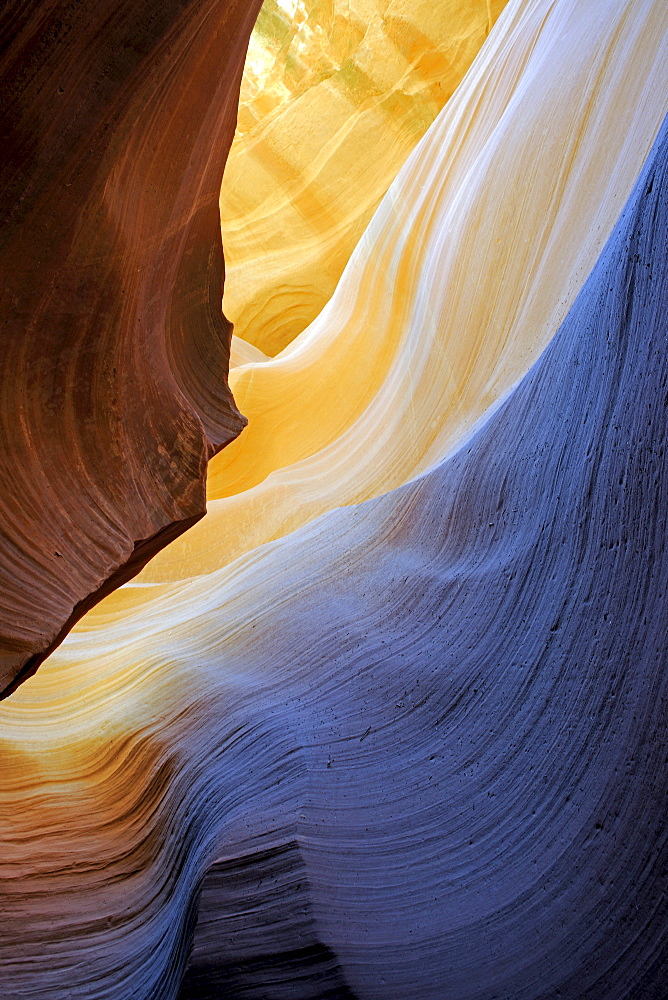 Geological formations, colours and structures in the Antelope Slot Canyon, Arizona, USA