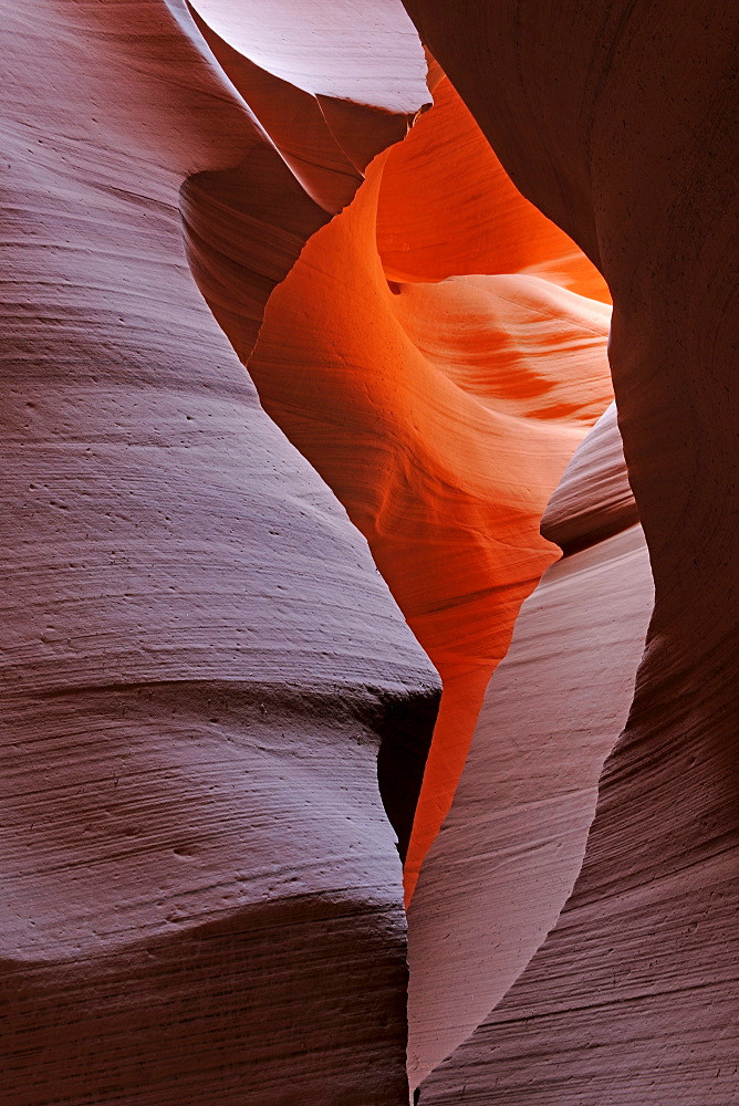 Rock shapes, colors and structures in the Antelope Slot Canyon, Arizona, USA, America