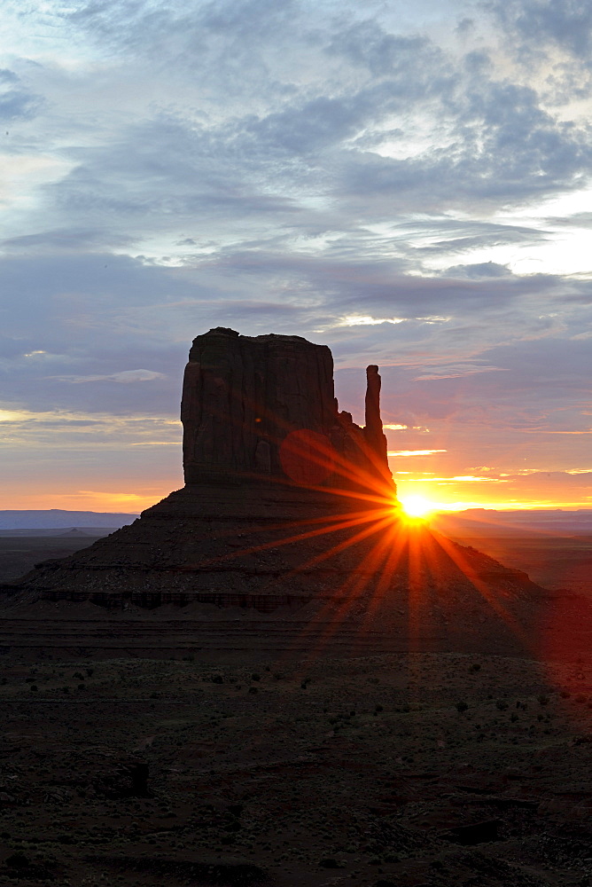 West Buttes at sunrise, Monument Valley, Arizona, USA, North America