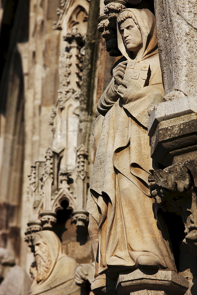 Figures at the Historisches Rathaus Koeln city hall, town hall tower, Cologne, North Rhine-Westphalia, Germany, Europe
