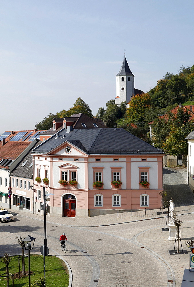 Buergerhaus building, the former town hall since 1880, conversion into a community center between 2003 and 2004, Donaustauf, administrative district of Regensburg, Upper Palatinate, Bavaria, Germany, Europe