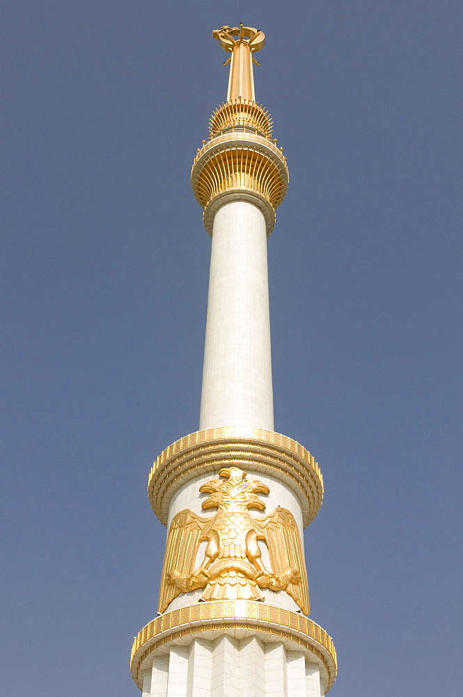 Column with golden decoration at the Monument of the Independence of Turkmenistan, Ashgabat, Kazakhstan, Central Asia