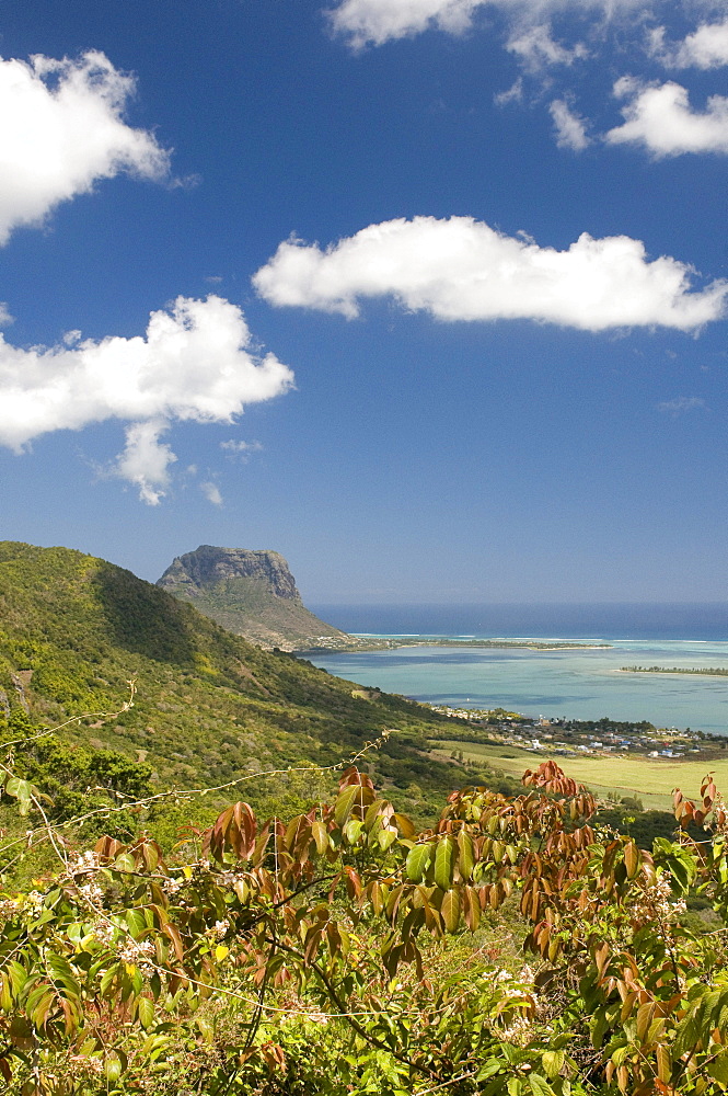 View towards Le Morne Brabant island, Mauritius, Africa