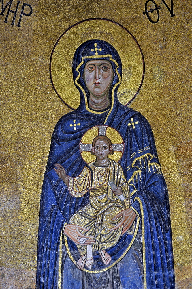 Frescoes of the Virgin Mary in the apse, Church of the Virgin, Gelati Monastery, a UNESCO World Heritage Site, Kutaisi, Imereti, Georgia, Western Asia