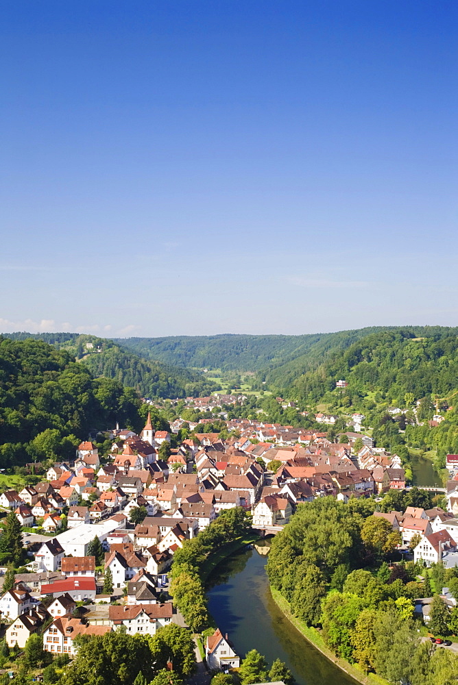 Views across Sulz am Neckar, Neckar river, Baden-Wuerttemberg, Germany, Europe