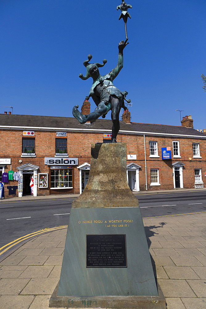 The Jester statue by James Butler, Henley Street, Stratford-upon-Avon, Warwickshire, England, United Kingdom, Europe