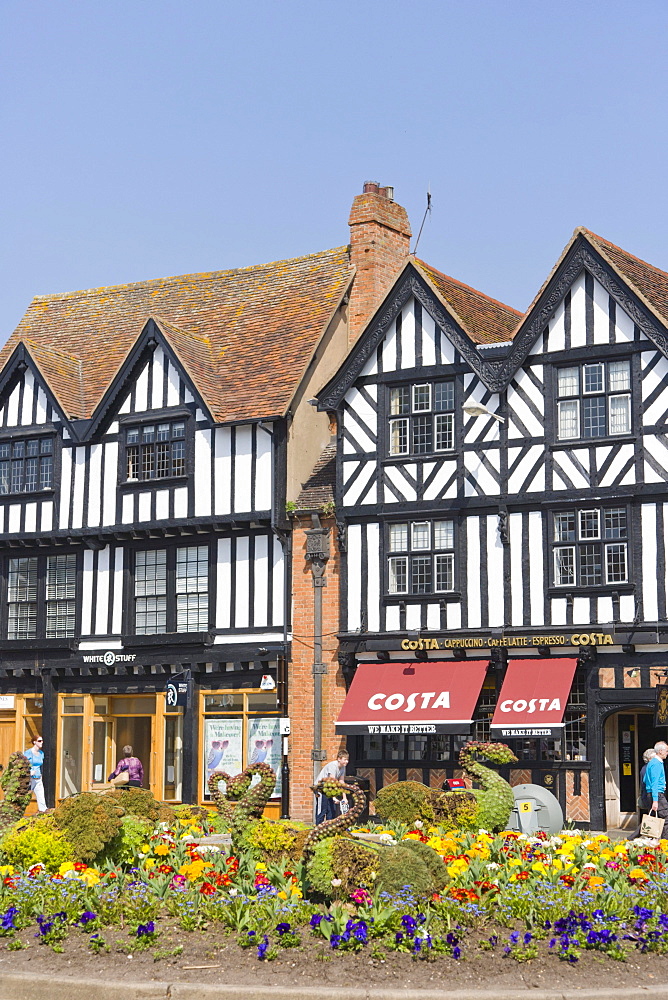 Half-timbered house, coffee house, Bridge Street, Stratford-upon-Avon, Warwickshire, England, United Kingdom, Europe