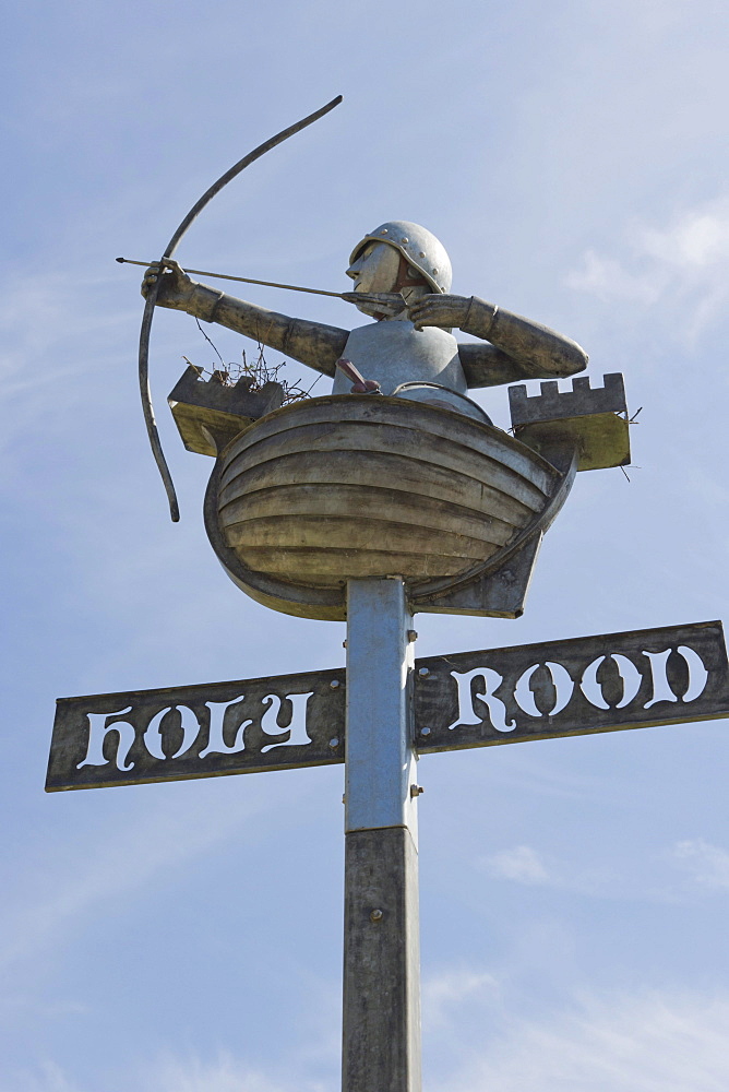 Holyrood council estate sculpted sign, King Street, Southampton, Hampshire, England, United Kingdom, Europe