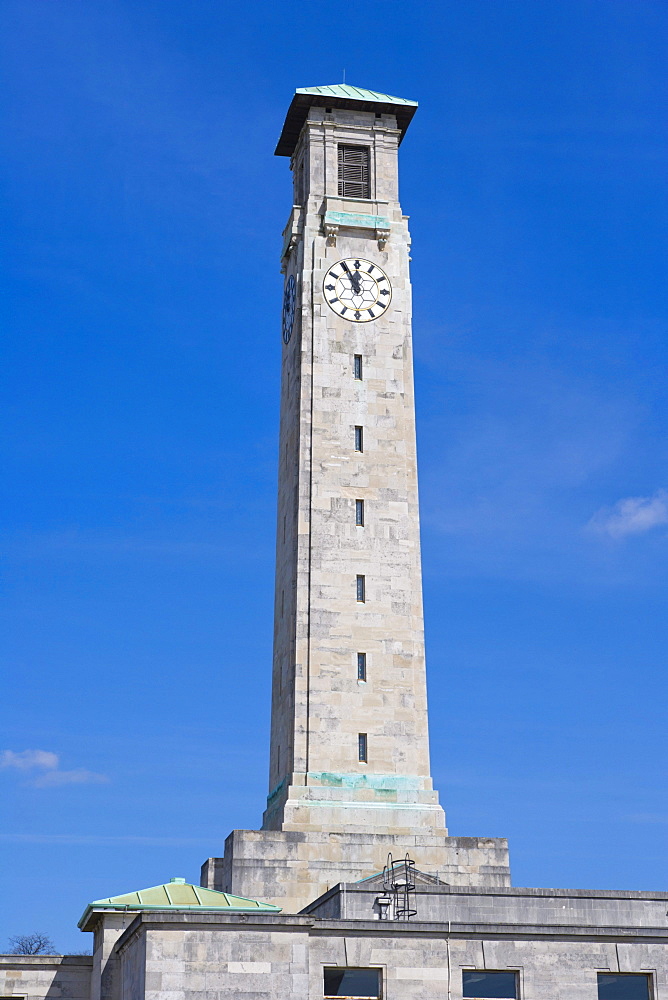 The clock tower of The Civic Centre, Southampton, Hampshire, England, United Kingdom, Europe