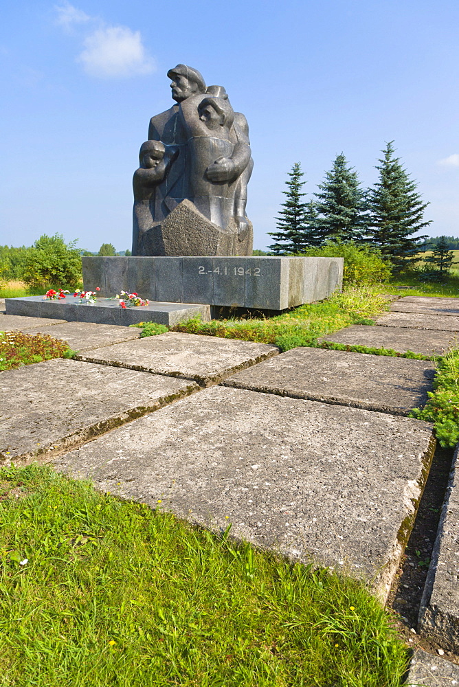 Monument in the place of mass execution of Audrini villagers during the Nazi occupation, Audrini Parish, Rezekne municipality, Latgale, Latvia, Northern Europe