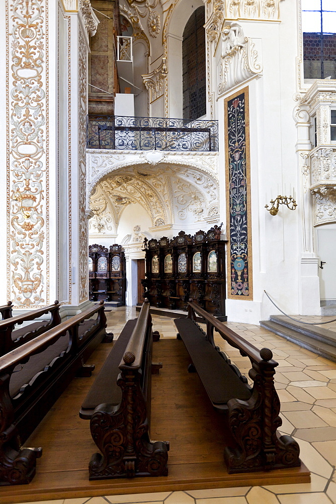 Basilica of St. Lorenz, a former Benedictine abbey church of the Prince Abbot of Kempten, today the Parish Church of St. Lorenz, Diocese of Augsburg, Kempten, Lower Allgaeu, Allgaeu, Swabia, Bavaria, Germany, Europe