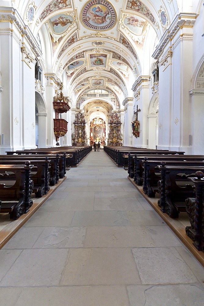 Basilica of St. Lorenz, a former Benedictine abbey church of the Prince Abbot of Kempten, today the Parish Church of St. Lorenz, Diocese of Augsburg, Kempten, Lower Allgaeu, Allgaeu, Swabia, Bavaria, Germany, Europe