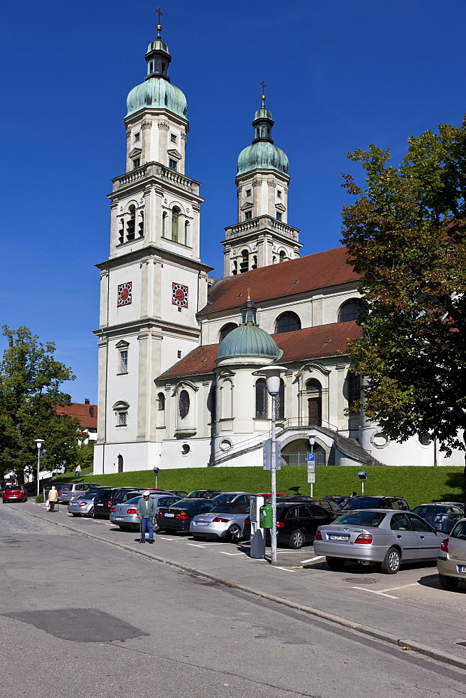 Basilica of St. Lorenz, a former Benedictine abbey church of the Prince Abbot of Kempten, today the Parish Church of St. Lorenz, Diocese of Augsburg, Residenz Square, Kempten, Lower Allgaeu, Allgaeu, Swabia, Bavaria, Germany, Europe